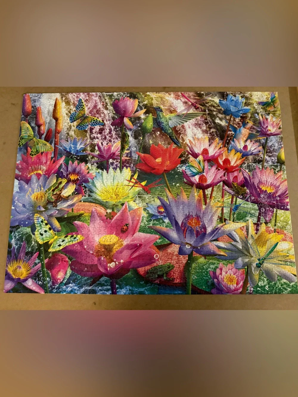 1500-Piece Water Lily Falls Jigsaw Puzzle - Vibrant Multi-Color
